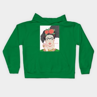 FRIDA KAHLO Mexican Feminist portrait painting Kids Hoodie